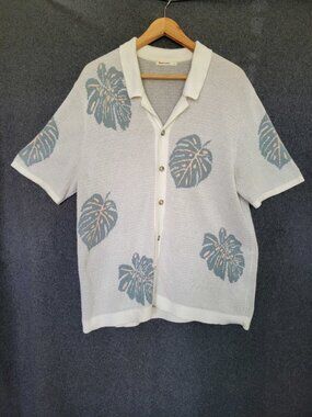 Marine Layer Asher Resort Sweater Knit Shirt Camp Collar Button Up L
